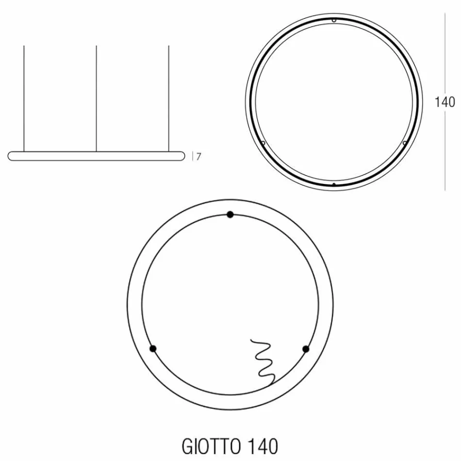 Lampada Moderna Tonda a Sospensione in Polietilene Made in Italy - Slide Giotto Viadurini