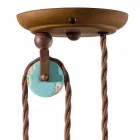 Lampada saliscendi country in metallo e ceramica Evelyn artigianale Viadurini