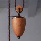 Lampada Sospensione Saliscendi in Ferro e Ceramica Grezza a Mano - Bologna Viadurini