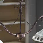 Lampada Sospesa 2 Luci in Ceramica Fatta a Mano con Passanastri - Napoli Viadurini