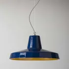Lampada sospesa 42 cm in ottone e maiolica toscana Rossi - Toscot Viadurini