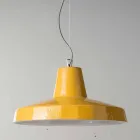 Lampada sospesa 42 cm in ottone e maiolica toscana Rossi - Toscot Viadurini