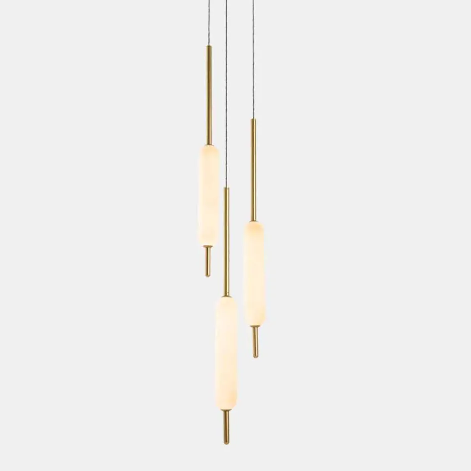 Lampada Sospesa a 1, 3 o 6 Luci in Ottone Design Moderno - Typha by Il Fanale Viadurini