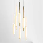 Lampada Sospesa a 1, 3 o 6 Luci in Ottone Design Moderno - Typha by Il Fanale Viadurini
