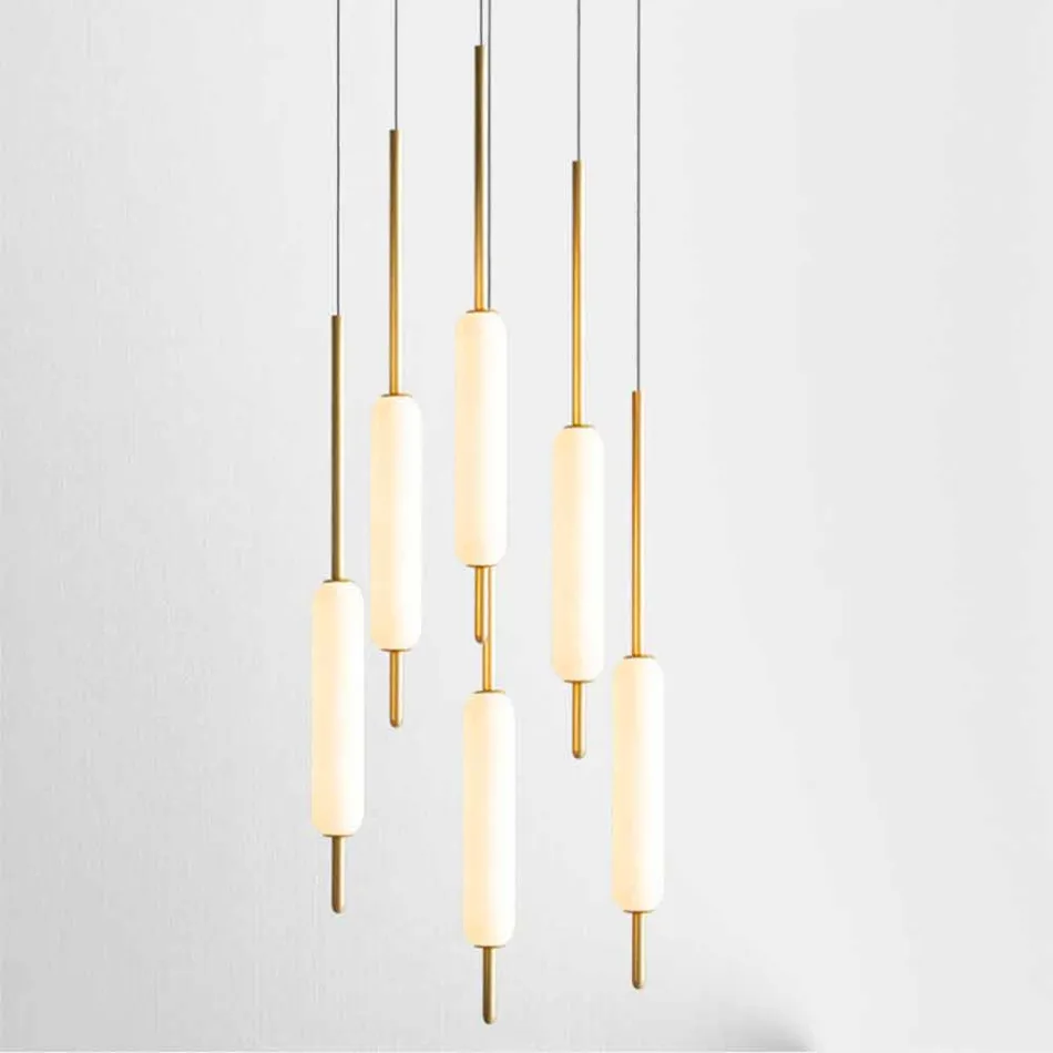 Lampada Sospesa a 1, 3 o 6 Luci in Ottone Design Moderno - Typha by Il Fanale Viadurini