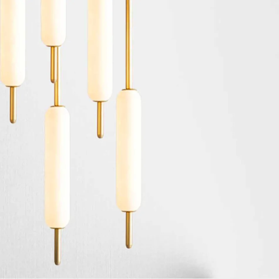 Lampada Sospesa a 1, 3 o 6 Luci in Ottone Design Moderno - Typha by Il Fanale Viadurini
