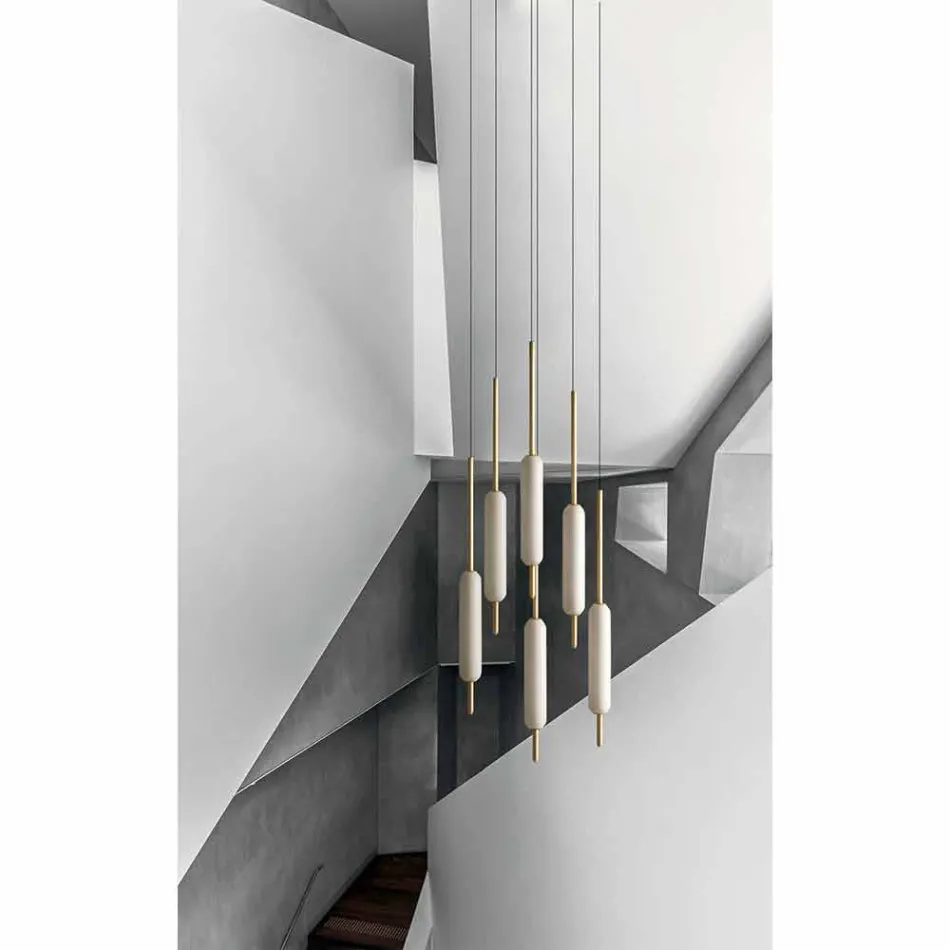 Lampada Sospesa a 1, 3 o 6 Luci in Ottone Design Moderno - Typha by Il Fanale Viadurini