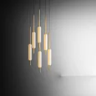 Lampada Sospesa a 1, 3 o 6 Luci in Ottone Design Moderno - Typha by Il Fanale Viadurini