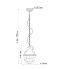 Lampada Sospesa Artigianale in Ferro e Ceramica con Griglia - Industrial Viadurini