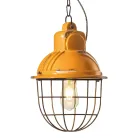 Lampada Sospesa Artigianale in Ferro e Ceramica con Griglia - Industrial Viadurini