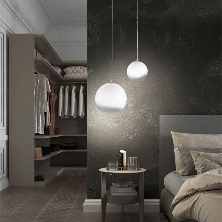 Lampada Sospesa Artigianale in Vetro Veneziano Incamiciato Soffiato - Nova Viadurini