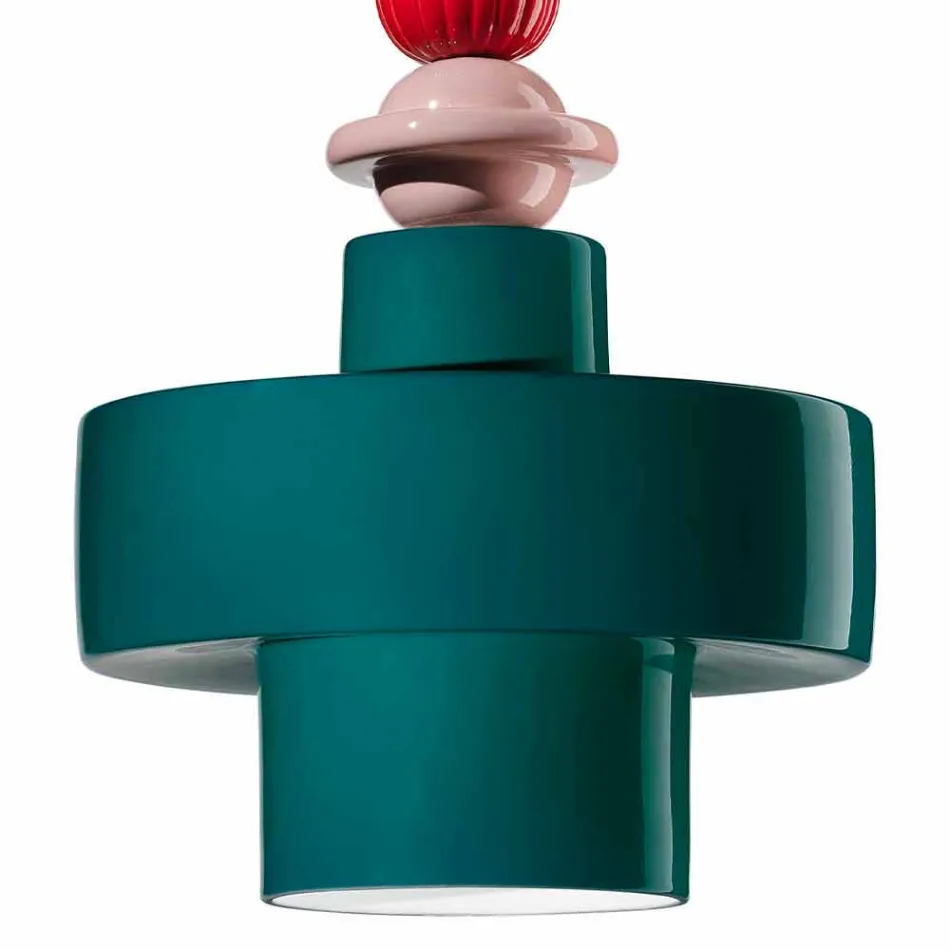 Lampada Sospesa Ceramica Giallo o Verde Retrò Made in Italy – Ferroluce Lariat Viadurini