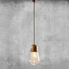 Lampada Sospesa Design Vintage in Ottone e Vetro - Guinguette Aldo Bernardi Viadurini