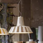 Lampada Sospesa di Design in Ceramica a Righe – Budin Viadurini