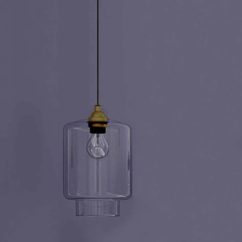 Lampada Sospesa di Design in Metallo e Vetro Trasparente Made in Italy - Clizia Viadurini