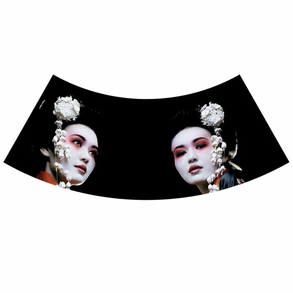 Lampada Sospesa in Lino Antracite con Stampa Interna Design 2 Misure - Bramosia Viadurini