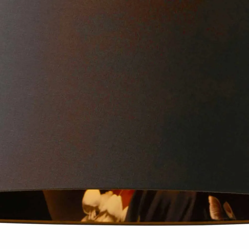 Lampada Sospesa in Lino Antracite con Stampa Interna Design 2 Misure - Bramosia Viadurini