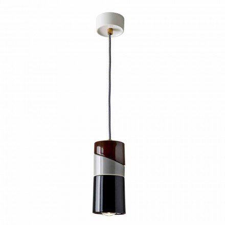 Lampada sospesa in ottone e ceramica colorata moderna made Italy Asia Viadurini