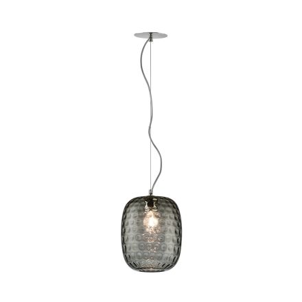 Lampada Sospesa in Vetro Veneziano e Metallo Cromato Made in Italy - Calima Viadurini