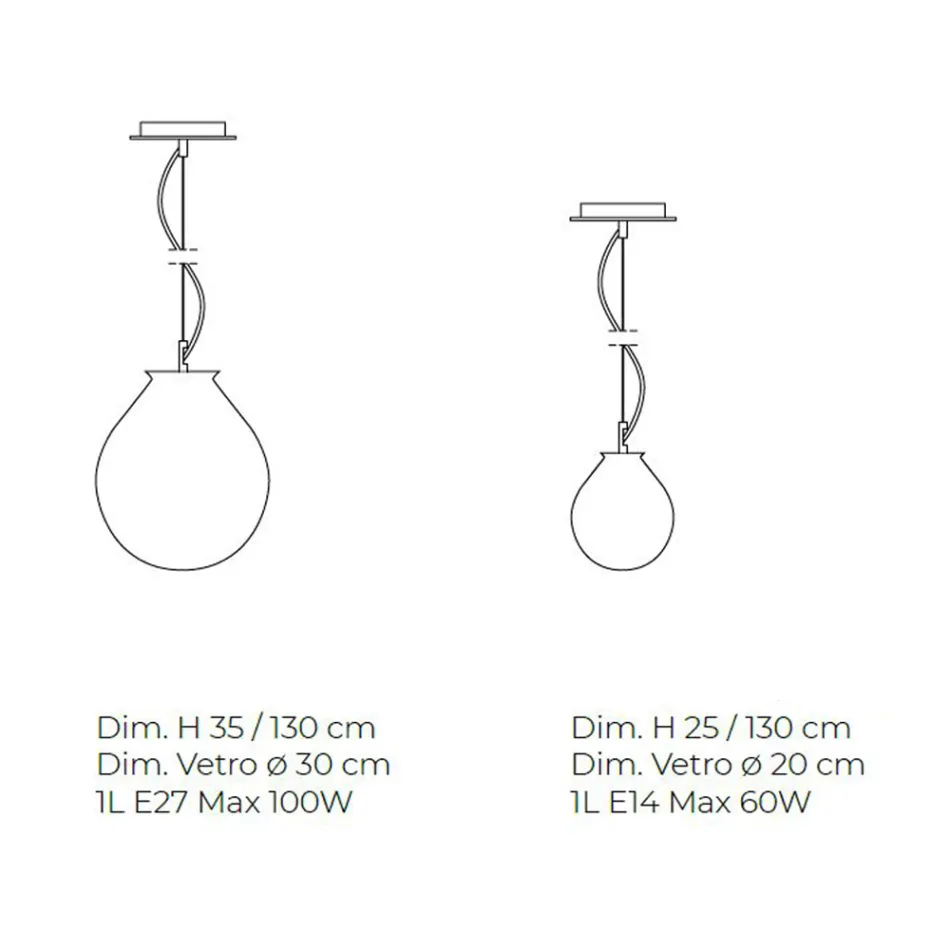 Lampada Sospesa in Vetro Veneziano Incamiciato Soffiato a Mano - Balloon Viadurini