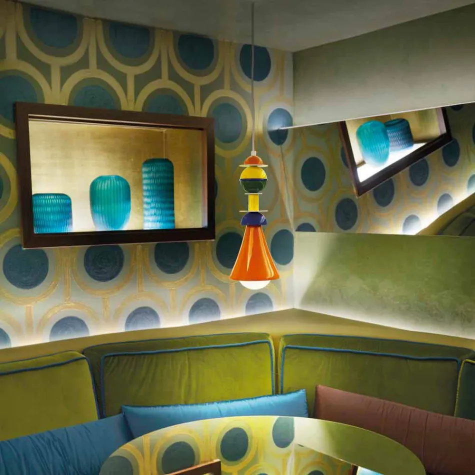 Lampada sospesa multicolor Slide Otello Hanging alluminio made Italy Viadurini