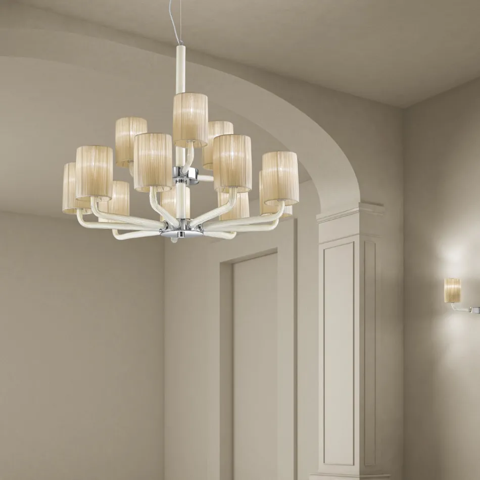 Lampadario 12 Luci in Vetro di Venezia e Metallo Made in Italy - Graham Viadurini