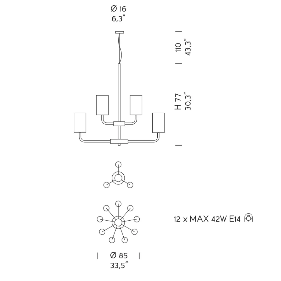 Lampadario 12 Luci in Vetro di Venezia e Metallo Made in Italy - Graham Viadurini