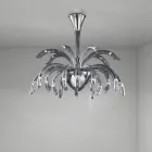 Lampadario 15 Luci in Vetro Veneziano e Metallo Cromo Made in Italy - Jason Viadurini