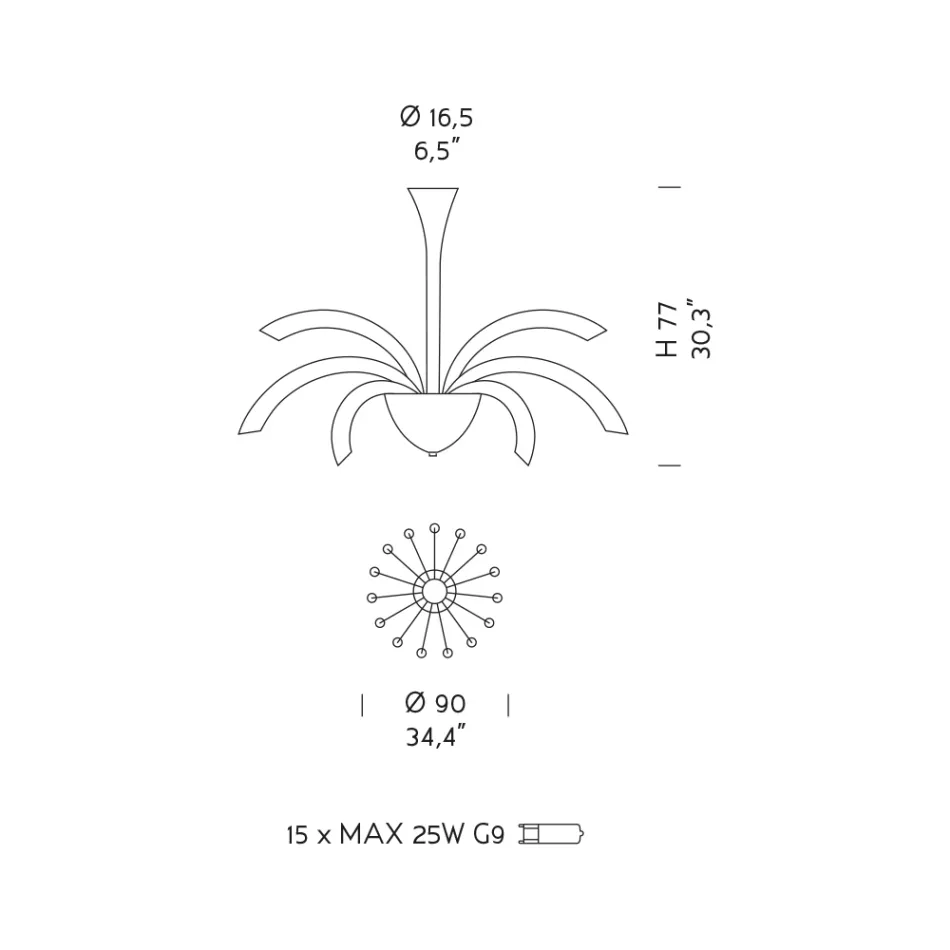 Lampadario 15 Luci in Vetro Veneziano e Metallo Cromo Made in Italy - Jason Viadurini