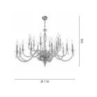 Lampadario 18 Luci Classico in Vetro Soffiato e Dettagli a Mano - Fedra Viadurini