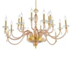 Lampadario 18 Luci Classico in Vetro Soffiato e Dettagli a Mano - Fedra Viadurini