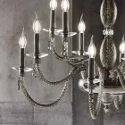 Lampadario 18 Luci Classico in Vetro Soffiato e Dettagli a Mano - Fedra Viadurini