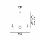 Lampadario 3 Luci in Ottone Design Vintage Made in Italy - Cascina by Il Fanale Viadurini