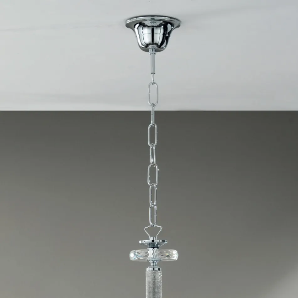 Lampadario 8 Luci Classico Vetro Italiano Lavorato a Mano Ottanio - Similo Viadurini