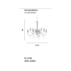 Lampadario 8 Luci Classico Vetro Italiano Lavorato a Mano Ottanio - Similo Viadurini