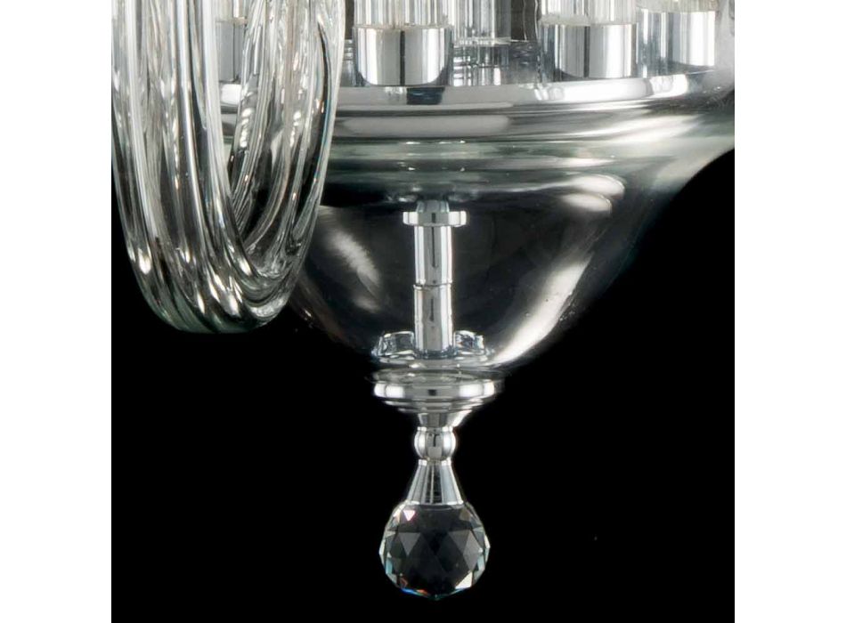 Lampadario 8 luci di desgin in vetro con decorazioni in cristallo Ivy Viadurini