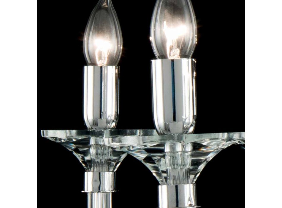 Lampadario 8 luci di desgin in vetro con decorazioni in cristallo Ivy Viadurini