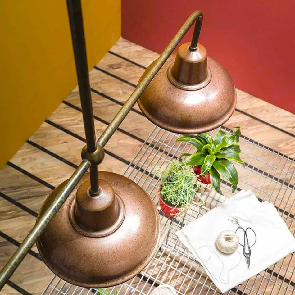 Lampadario a 3 Luci in Rame e Ottone Design Vintage - Contrada by Il Fanale Viadurini