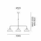 Lampadario a 3 Luci in Rame e Ottone Design Vintage - Contrada by Il Fanale Viadurini