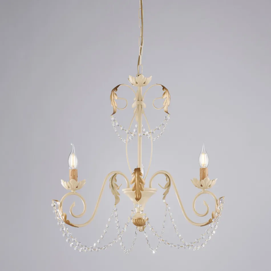 Lampadario a 5 luci in metallo e cristallo per un’illuminazione scenografica – Perla Viadurini