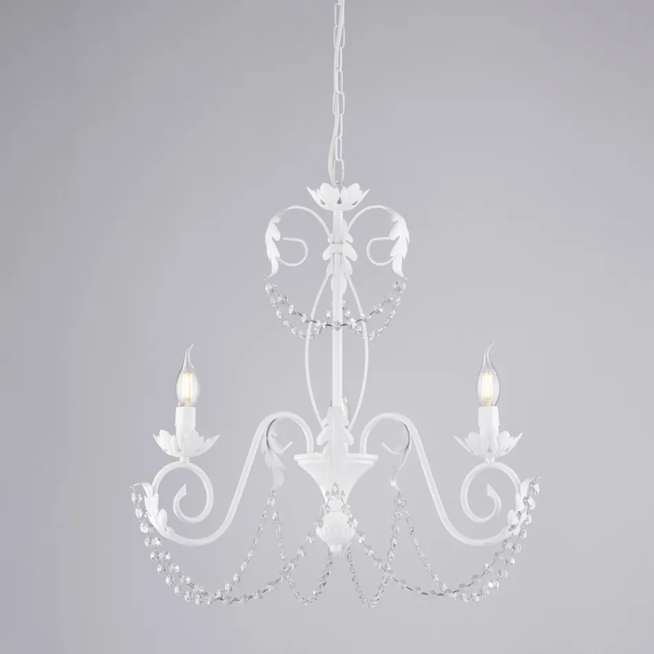 Lampadario a 5 luci in metallo e cristallo per un’illuminazione scenografica – Perla Viadurini