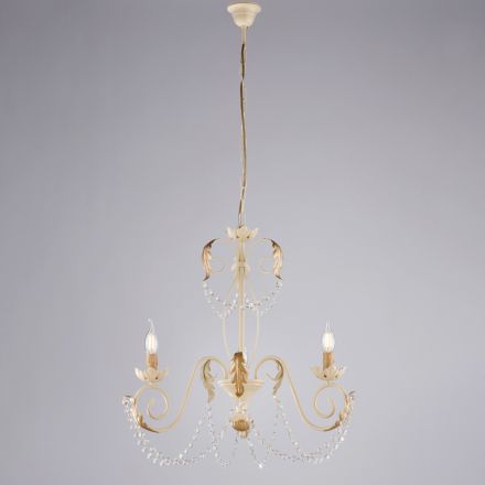 Lampadario a 5 luci in metallo e cristallo per un’illuminazione scenografica – Perla Viadurini