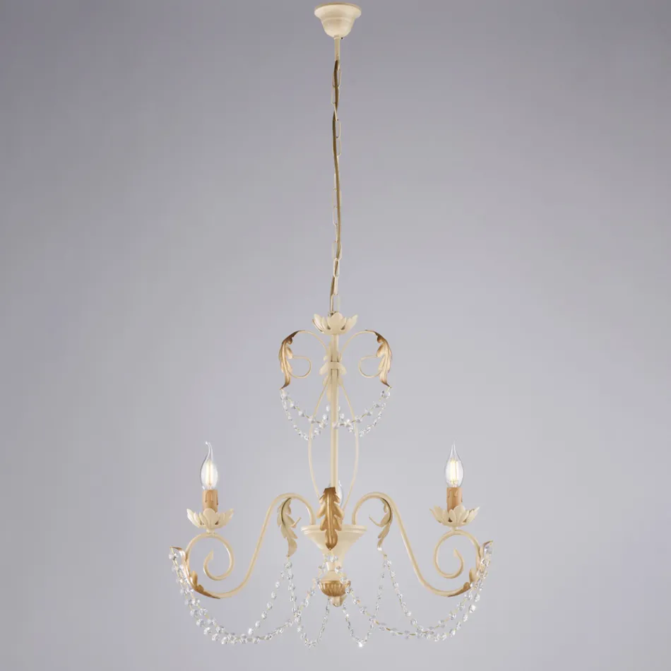 Lampadario a 5 luci in metallo e cristallo per un’illuminazione scenografica – Perla Viadurini