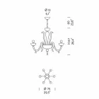 Lampadario a 6 Luci in Vetro Veneziano, Realizzato a Mano in Italia - Regina Viadurini