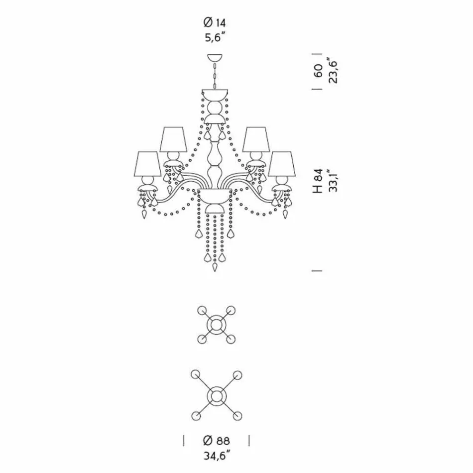 Lampadario a 8 Luci in Vetro Veneziano Lavorato a Mano, Made in Italy - Milagros Viadurini