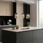 Lampadario a Due o Tre Lumi in Vetro Soffiato a Mano Made in Italy - Sibilla Viadurini