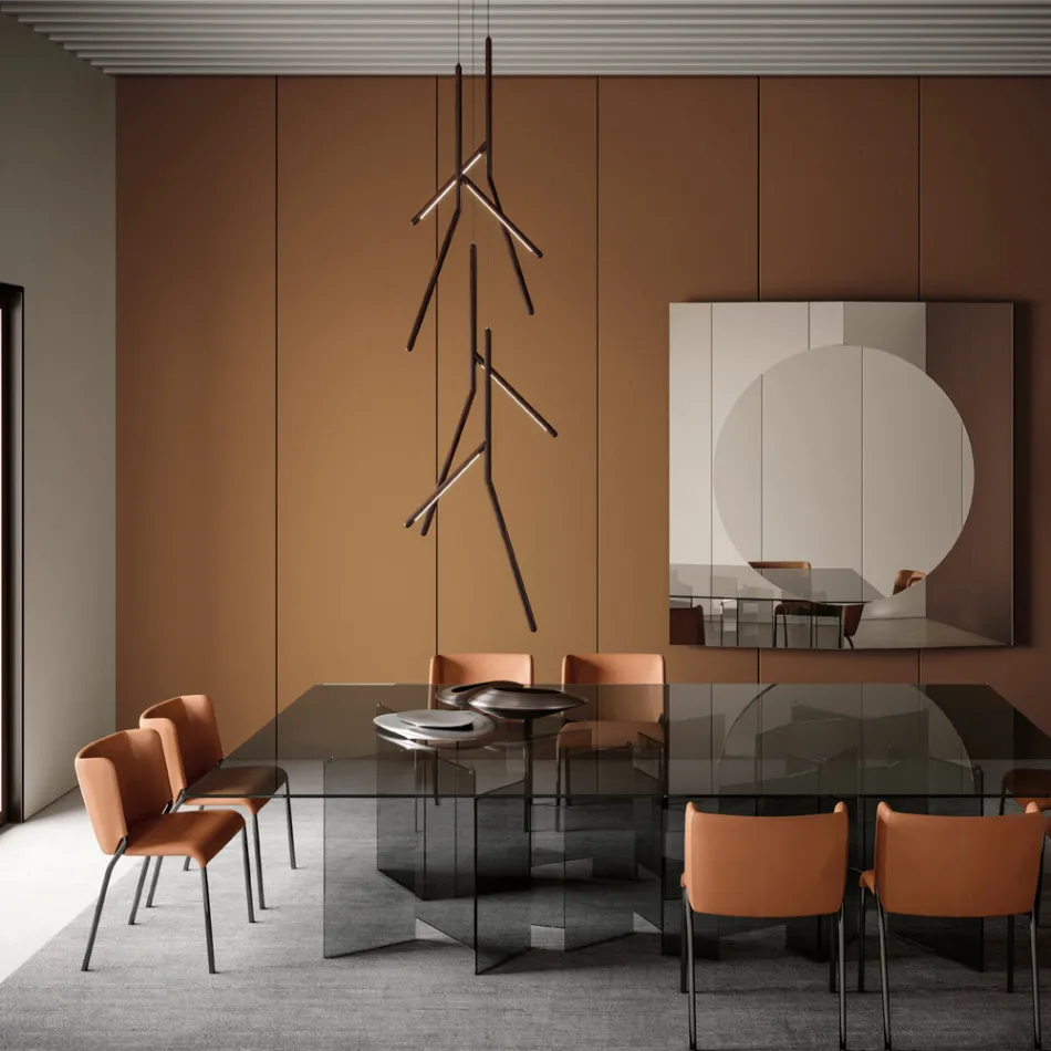 Lampadario a Sospensione con Rosone Unico in Legno Made in Italy - Orlov Viadurini