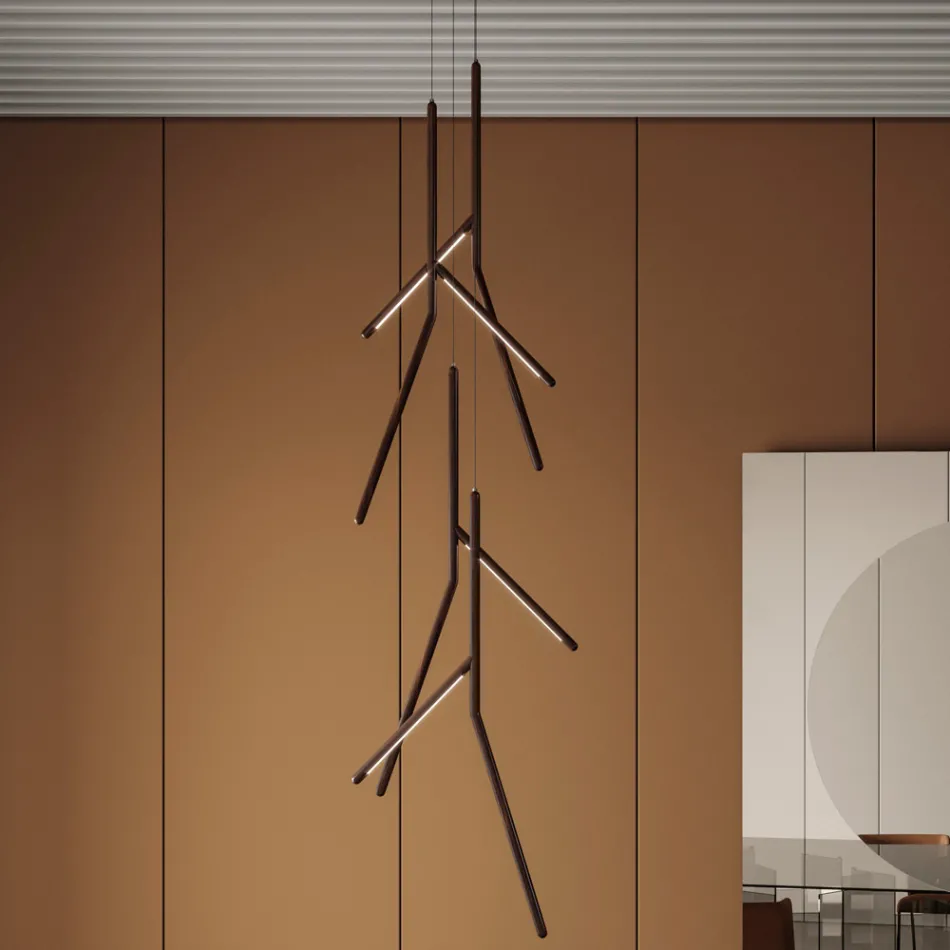 Lampadario a Sospensione con Rosone Unico in Legno Made in Italy - Orlov Viadurini