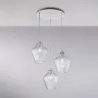 Lampadario a Sospensione in Metallo in Vetro Nero 3 Luci - Alnitak Viadurini