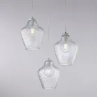 Lampadario a Sospensione in Metallo in Vetro Nero 3 Luci - Alnitak Viadurini